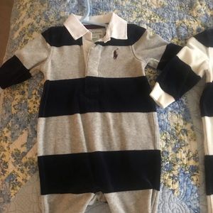 Infants velour rompers and bath robe.